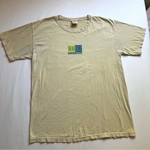 BODEGA tan logo graphic short sleeve knit crew neck T-shirt